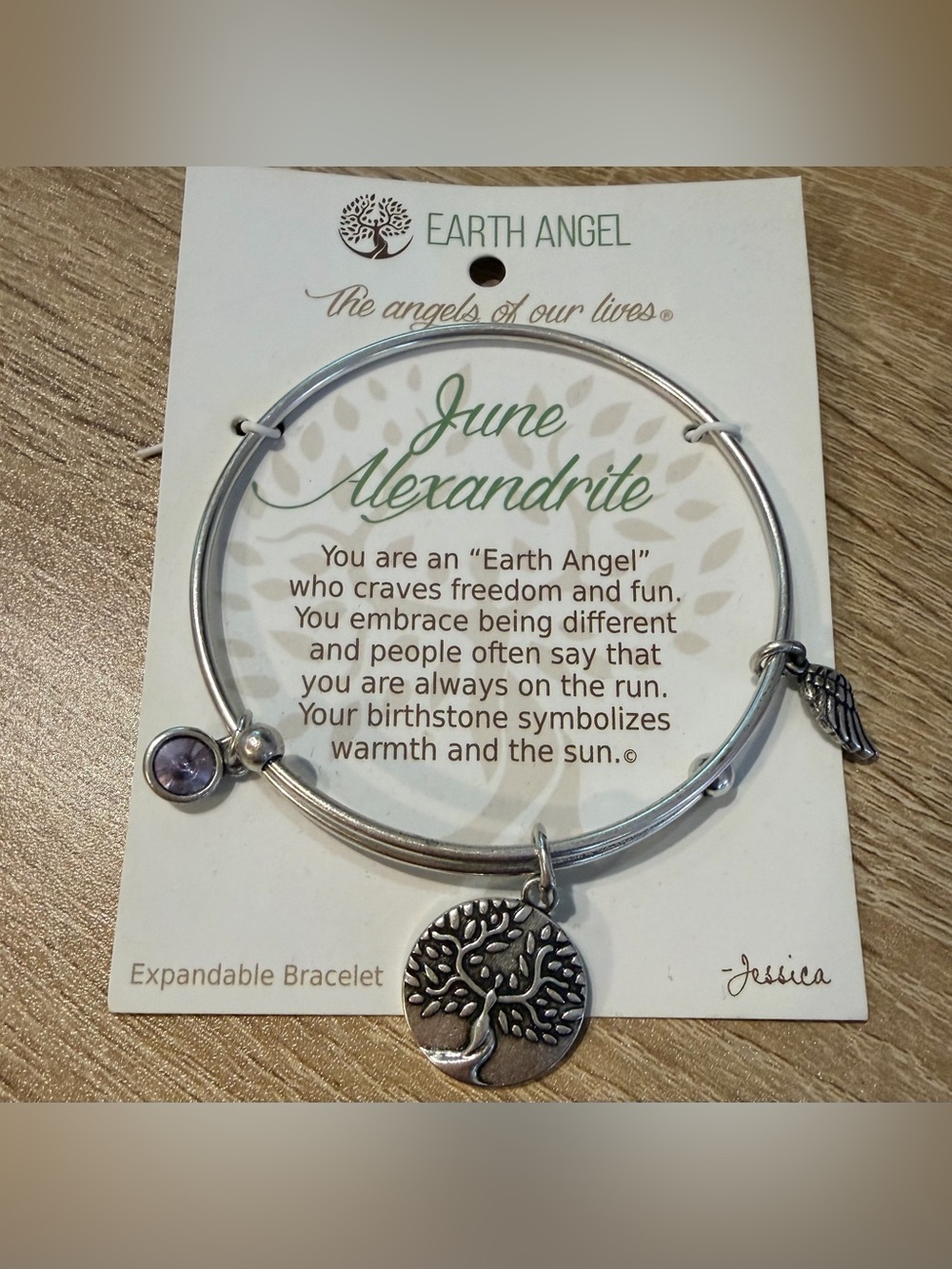 Earth Angel June Alexandrite Silver Expandable Birthstone Bracelet